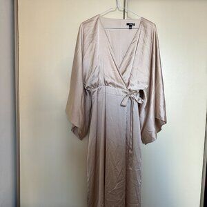 Satin midi kimono dress in mink